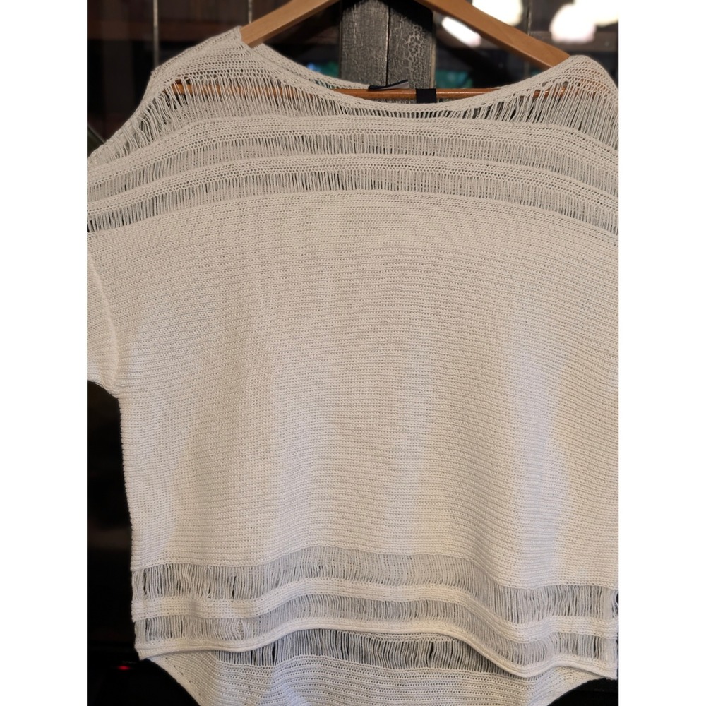 Buckle Daytrip White Open Weave Ladder Stitch Knit Sweater size Small boho beach